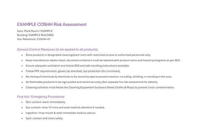 create UK coshh assessments for compliance